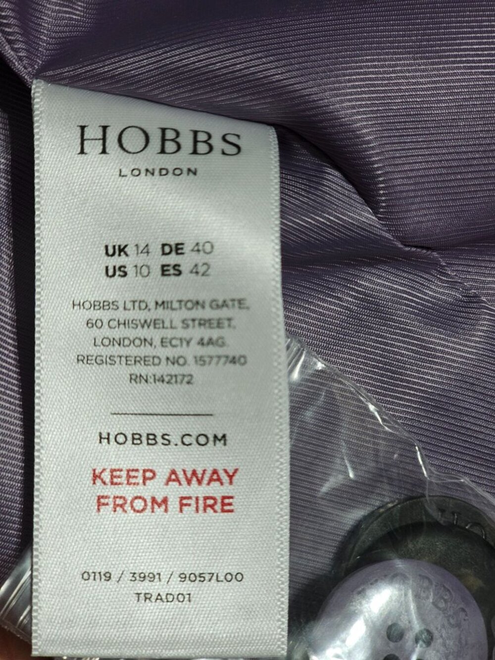 NWOT Hobbs London Women's Lavender Saskia Double-Breasted Trench Coat Sz 10 3299 - Picture 7 of 16